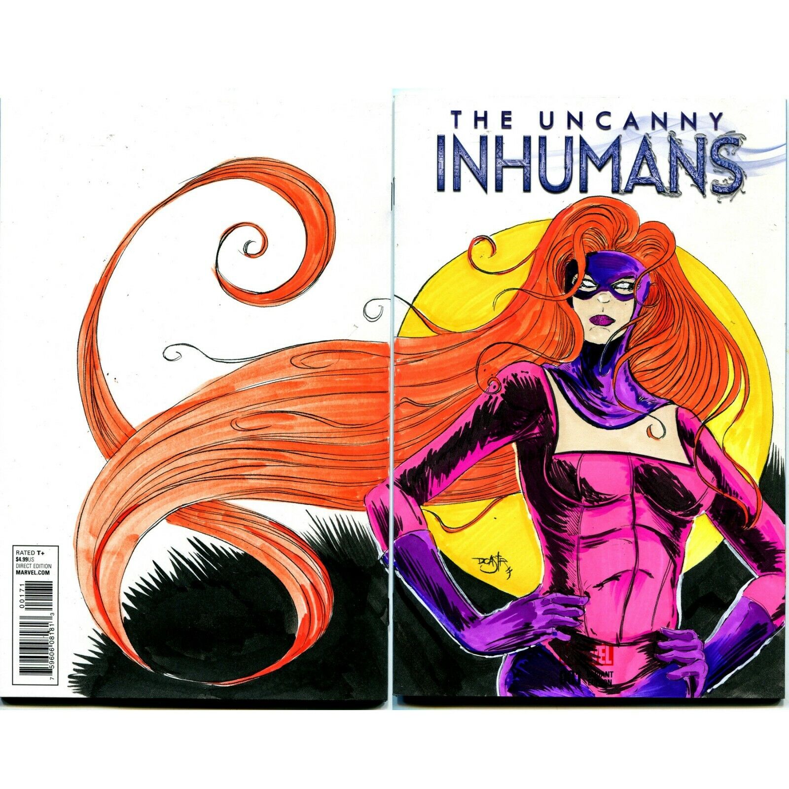 Uncanny Inhumans #1 (2015) Blank Cover Variant Comic W Original Art DCastr COA 