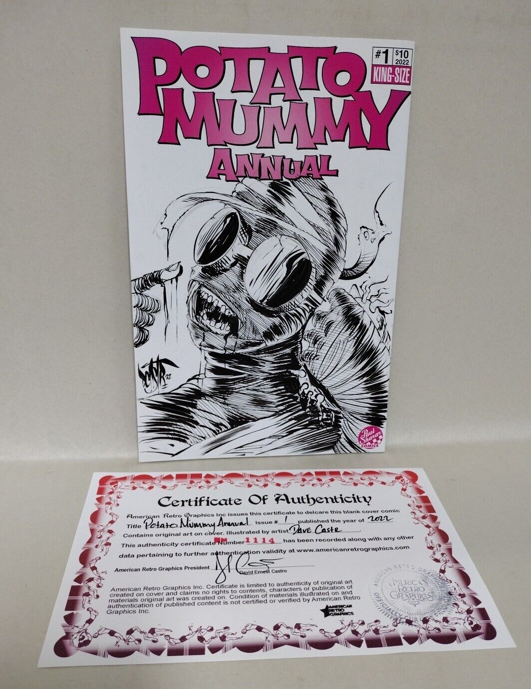 Potato Mummy 2022 Annual 1 Blank Cover Variant Comic W Original DCastr Art COA 