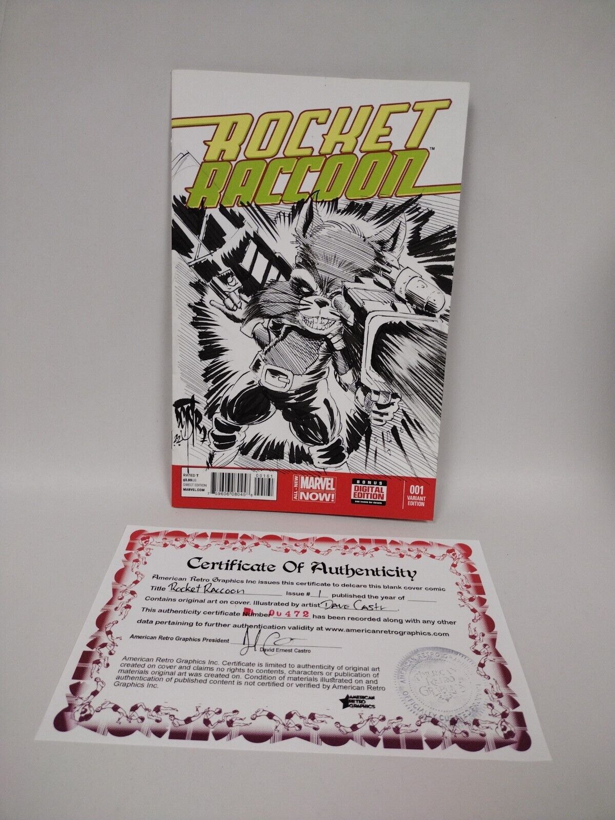 ROCKET RACCOON#1 Blank Cover Variant Original DCastr Art COA