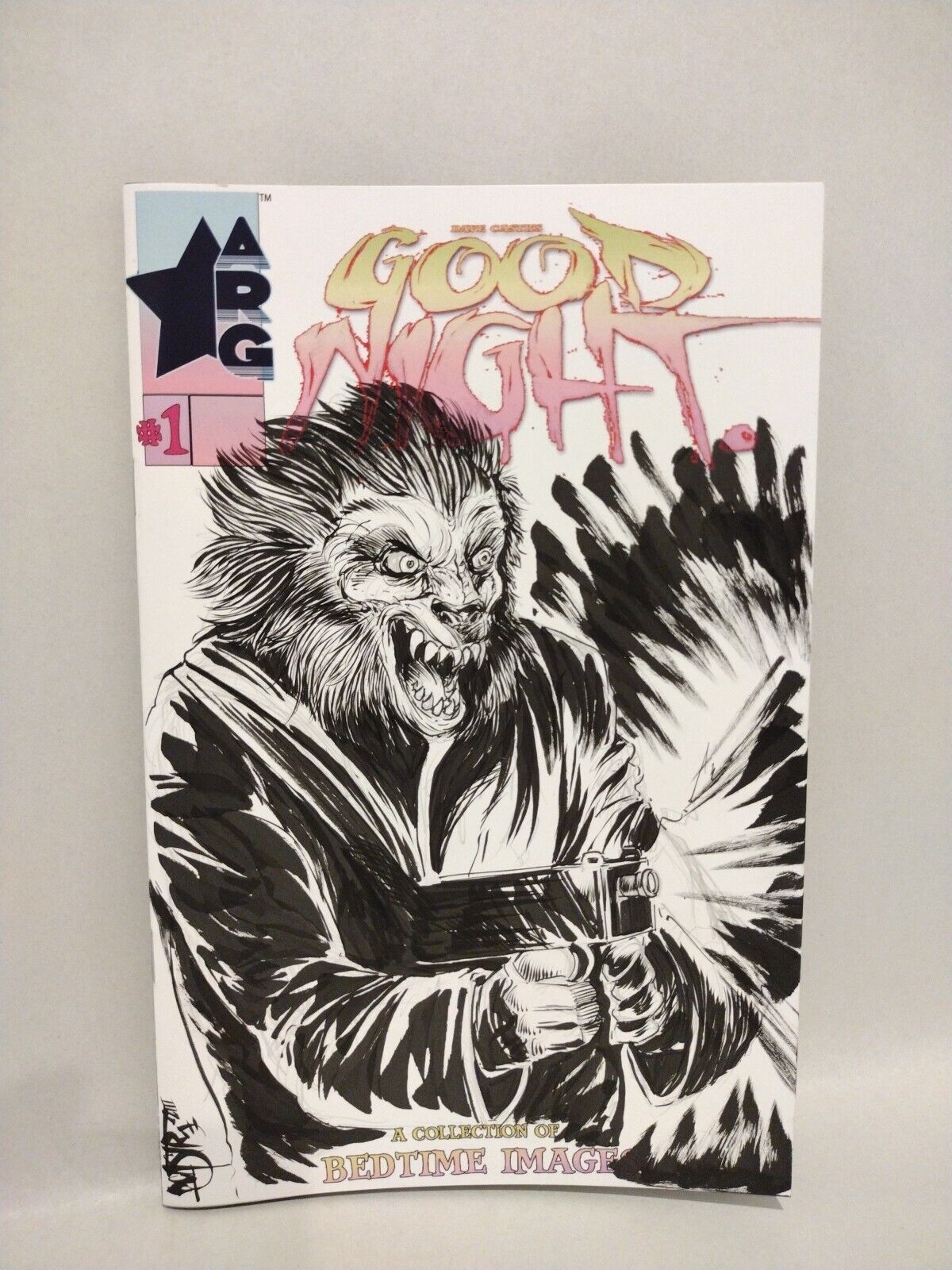 GOODNIGHT #1 (2022) ARG Sketch Cover Variant w Original Dave Castr Uzi Werewolf