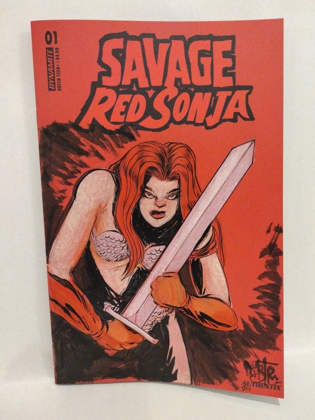 Savage Red Sonja #1 Red Sketch Variant Cover Comic W Dave Castr Original Art