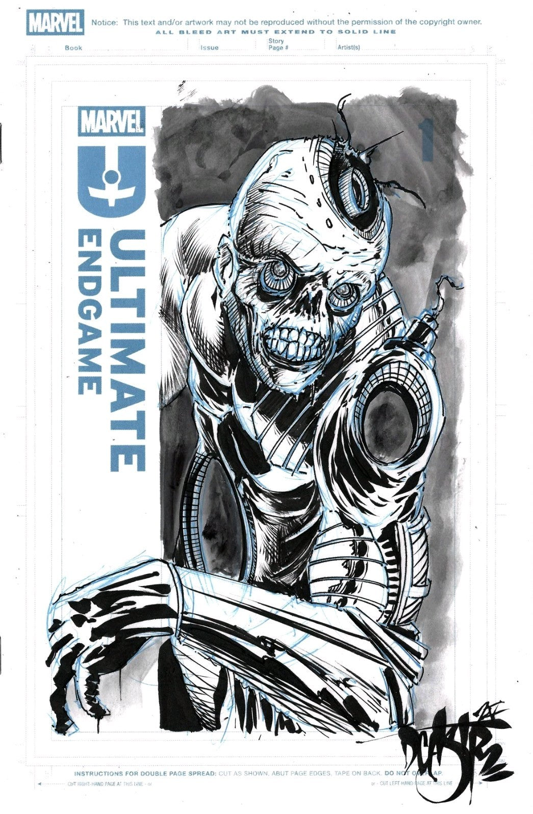 Ultimate Endgame 1 (2025) Marvel Sketch Cover W Original DCastr Ult Deathlok Art