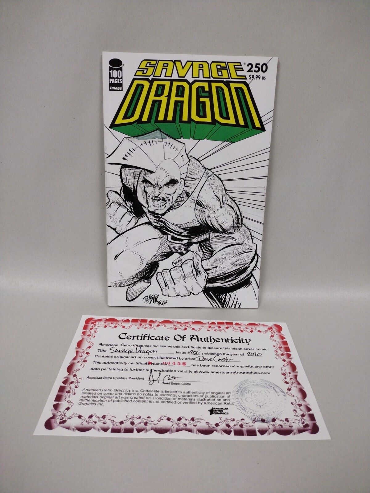 Savage Dragon #250 Blank Cover Comic w Original Art Dcastr w ARG COA # 