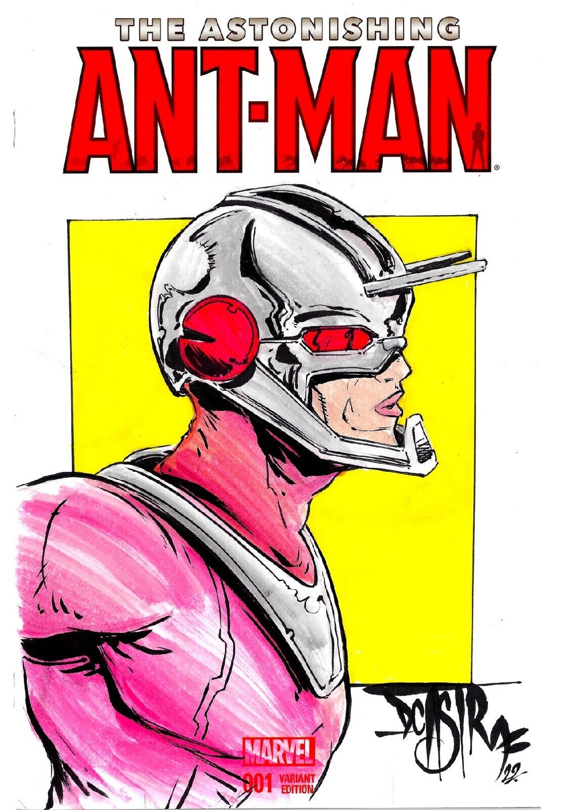 Astonishing Ant-Man #1 (2015) Marvel Blank Sketch Cover W Original DCastr Art