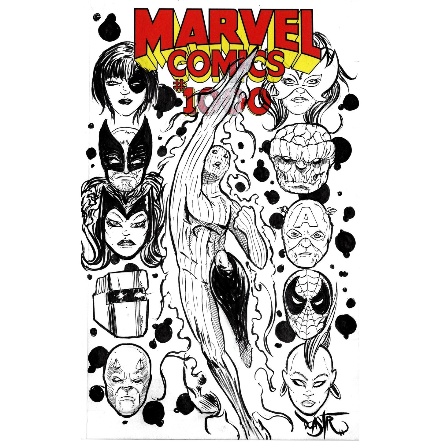 MARVEL COMICS #1000 (2019) Sketch Variant Cover Comic W Original Dave Castr Art