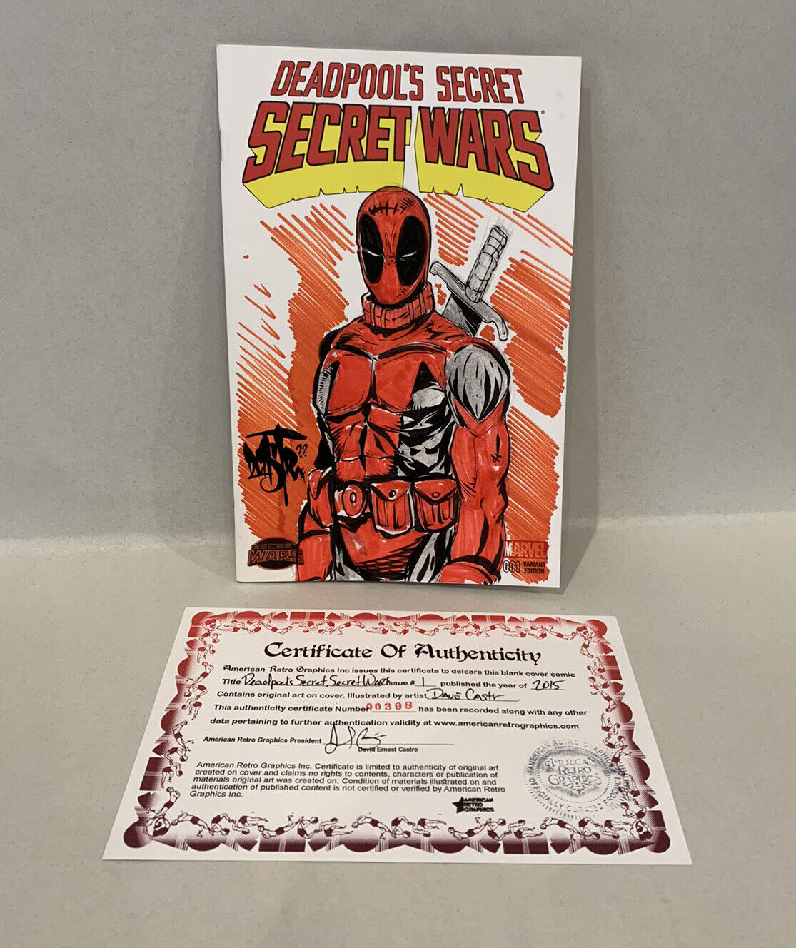 DEADPOOL'S SECRET #1 Blank Cover Variant Marvel Comic w Original DAVE CASTR Art