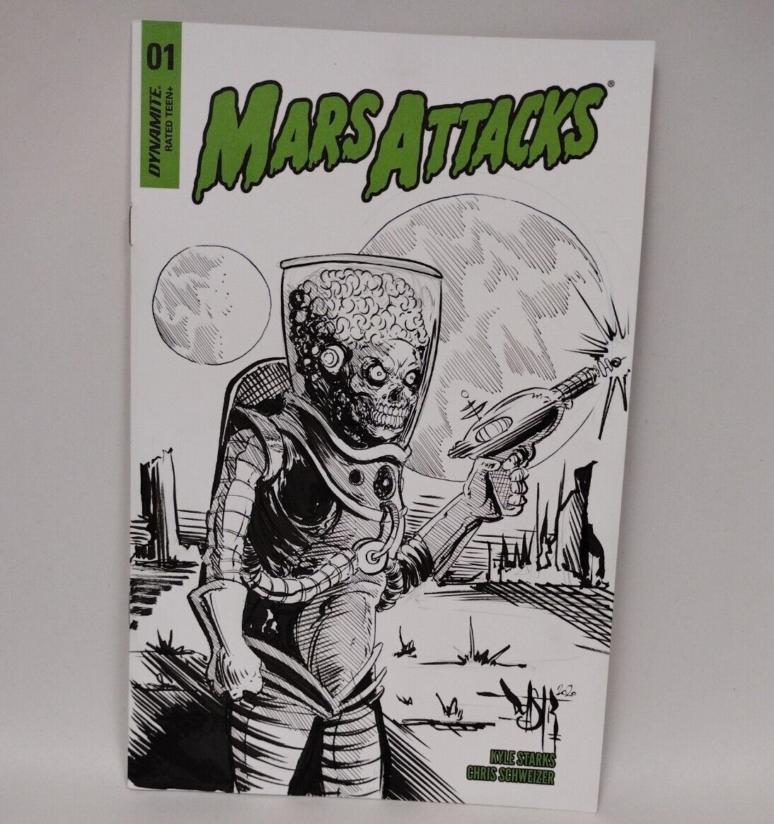 Mars attacks#1 (2018)Blank Cover Comic w Original Art Dcastr 