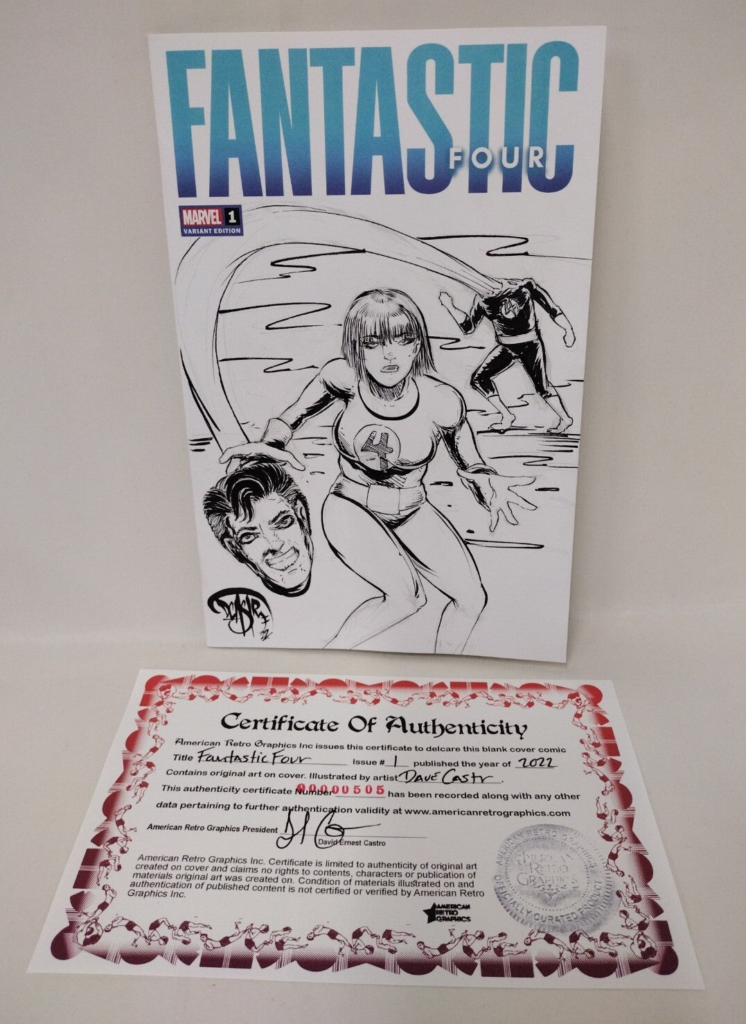 Fantastic Four 1 (2023) Blank Cover Variant Comic W Original Richards DCastr Art