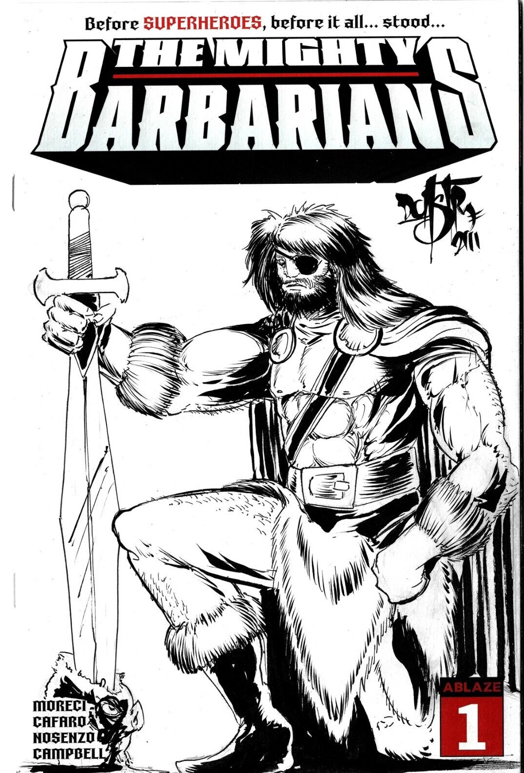 Mighty Barbarians #1 (2023) Ablaze Comic Blank Cover W Original DCastr Art COA