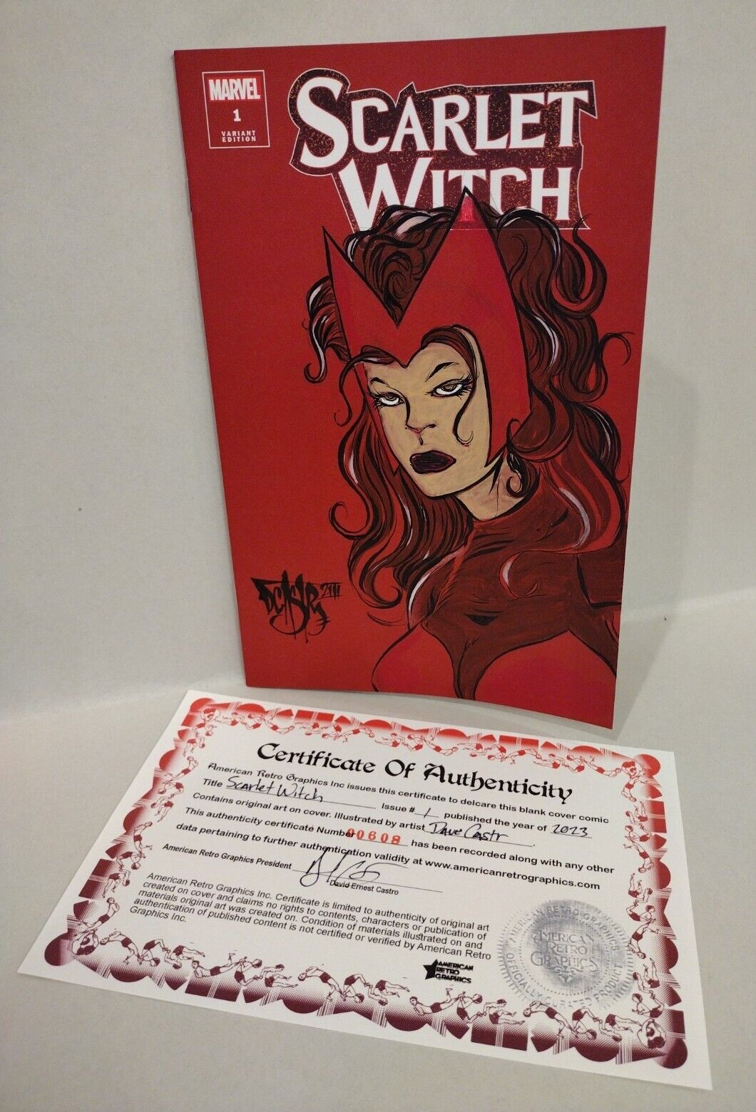 Scarlet Witch #1 (2023) Blank Red Cover Marvel Comic w Original DCastr Art