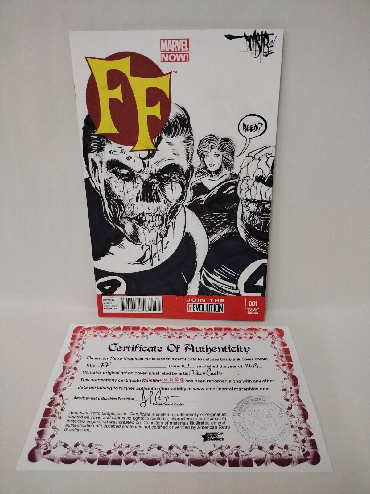 FF #1 (2013) Marvel Blank Variant Comic w Original Zombies Cover Art Dave Castr