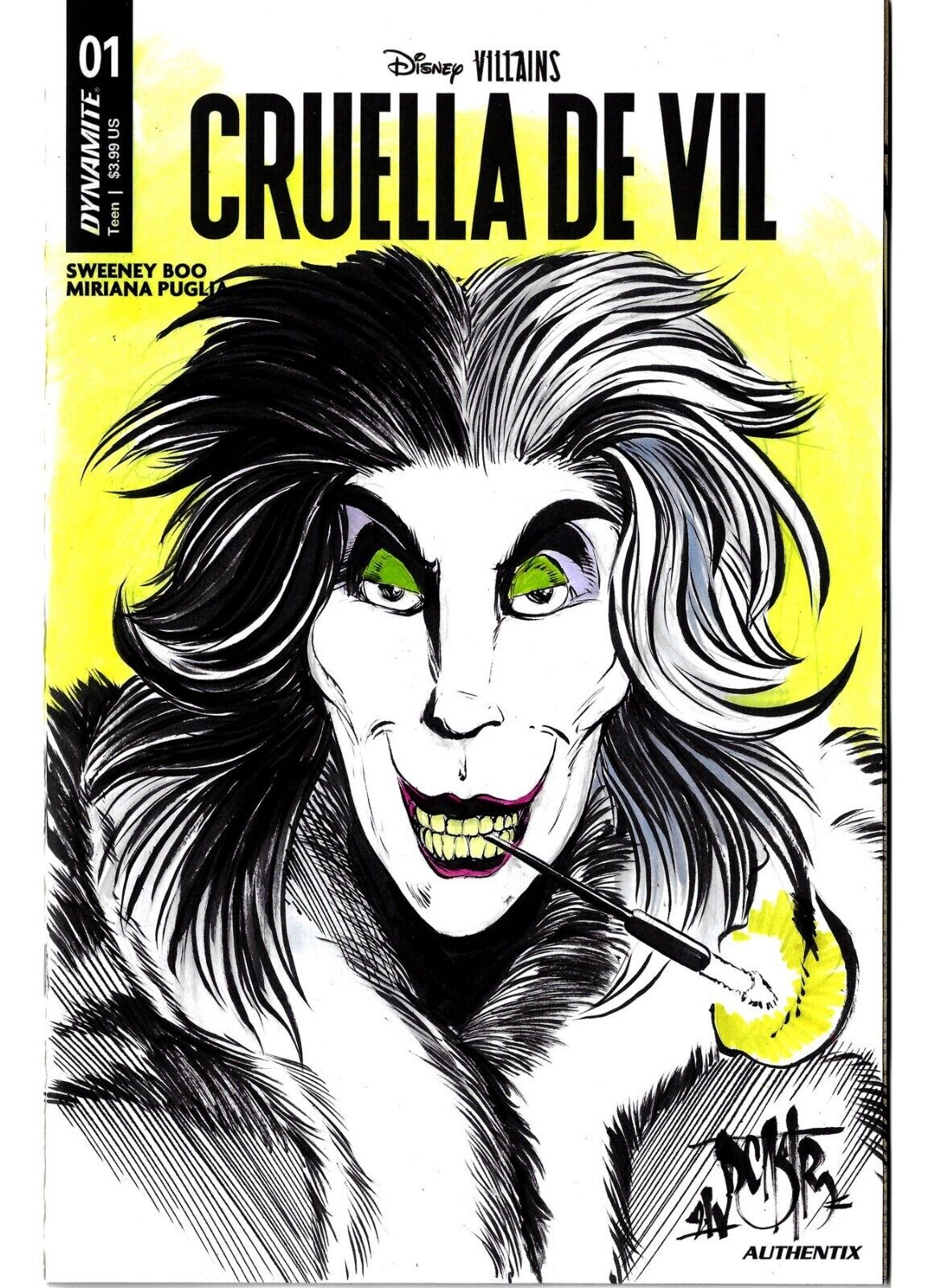 Disney Cruella De Vil 1 (2024) Dynamite Sketch Cover Comic W Original DCastr Art