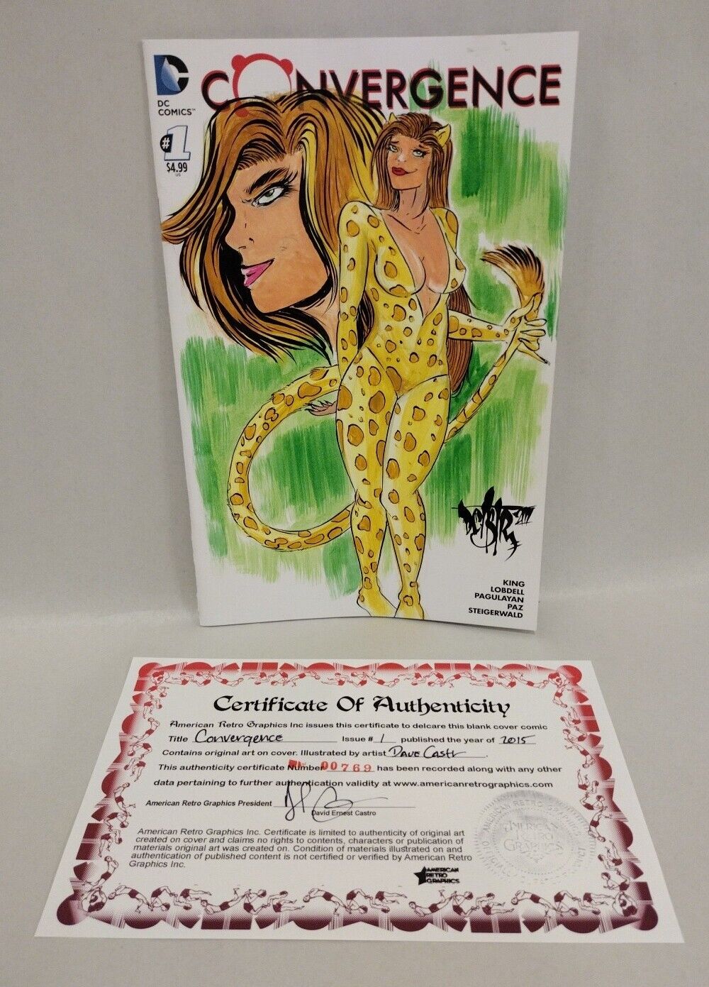 Convergence 1 (2015) Blank Sketch Variant DC Comic w Original DCastr Cheetah COA