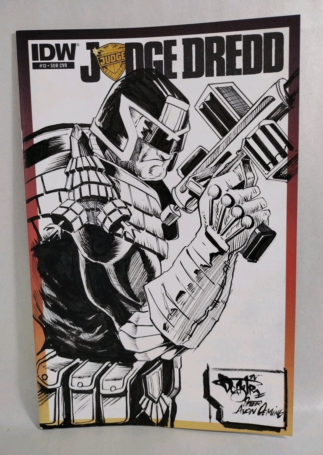JUDGE DREDD #13 (2013) IDW Sketch Variant Cover Comic W Original Dave Castr Art