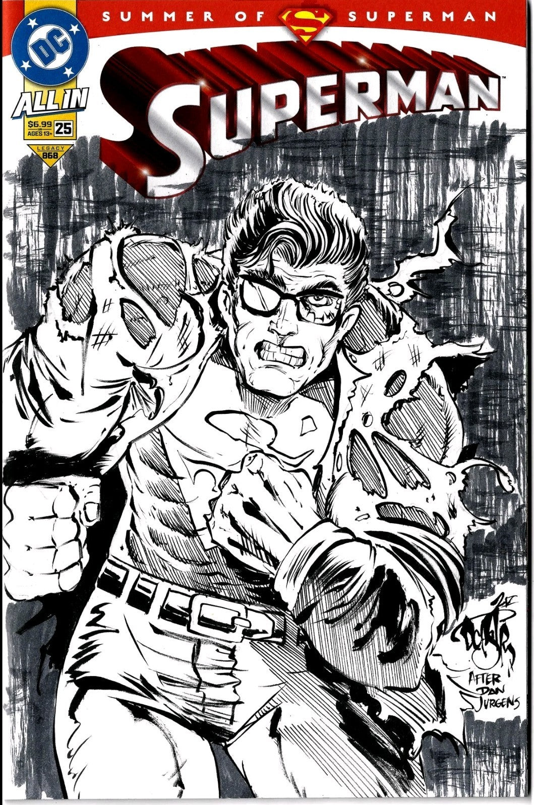 Superman #25 (2025) DC Comic Sketch Variant Cover W Original Dave Castr Art