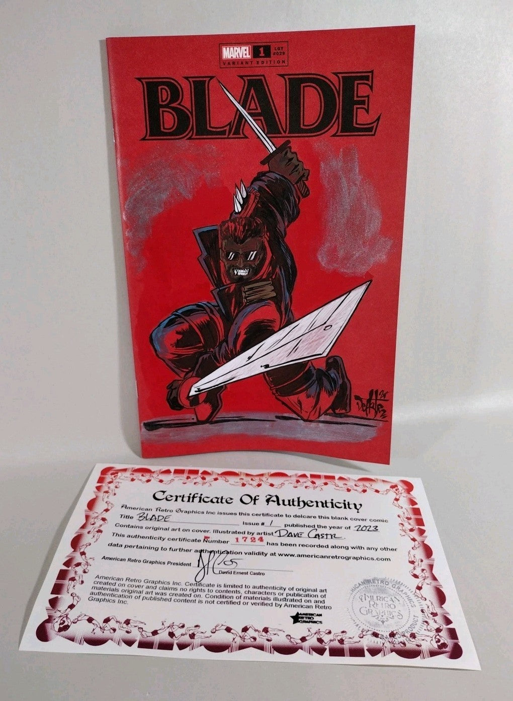 Blade #1 (2023) Marvel Comic Sketch Cover Variant W Original Dave Castr Art