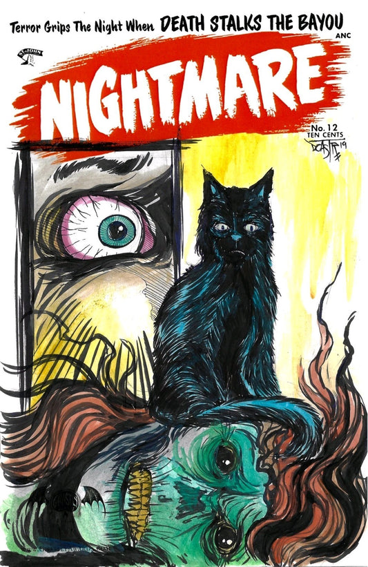 Nightmare #12 Precode Horror BW Reprint Sketch Cover Comic W Original DCastr Art