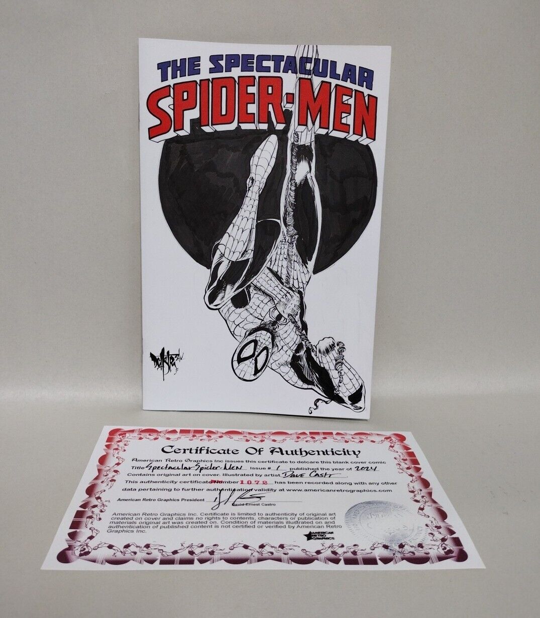 SPECTACULAR SPIDER-MEN#1 Blank Cover Variant Comic Original DCastr Art COA