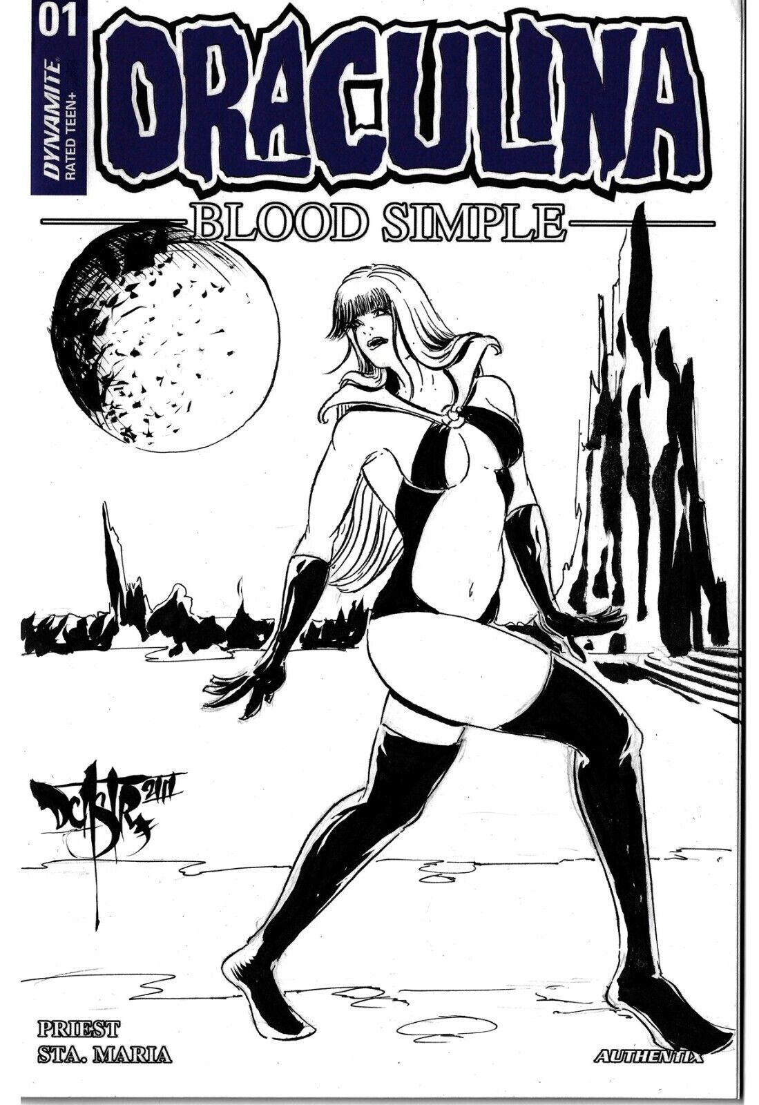 Draculina Blood Simple 1 (2023) Blank Cover Dynamite Comic w Original DCastr Art