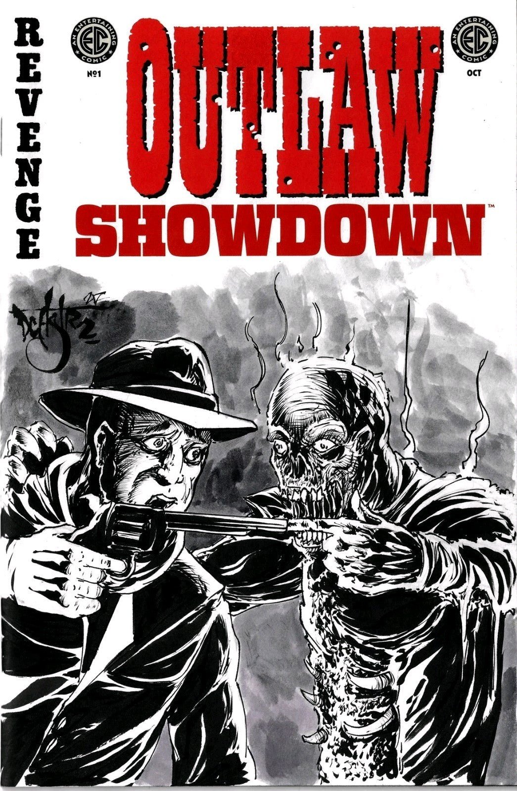 Outlaw Showdown #1 (2025) EC Comic Sketch Variant Cvr W Original Dave Castr Art