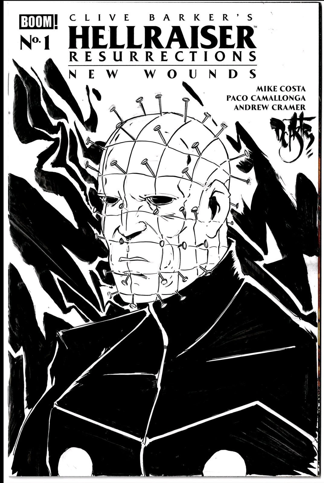 Hellraiser Resurrections New Wounds 1 Sketch Cover W Original DCastr Pinhead Art