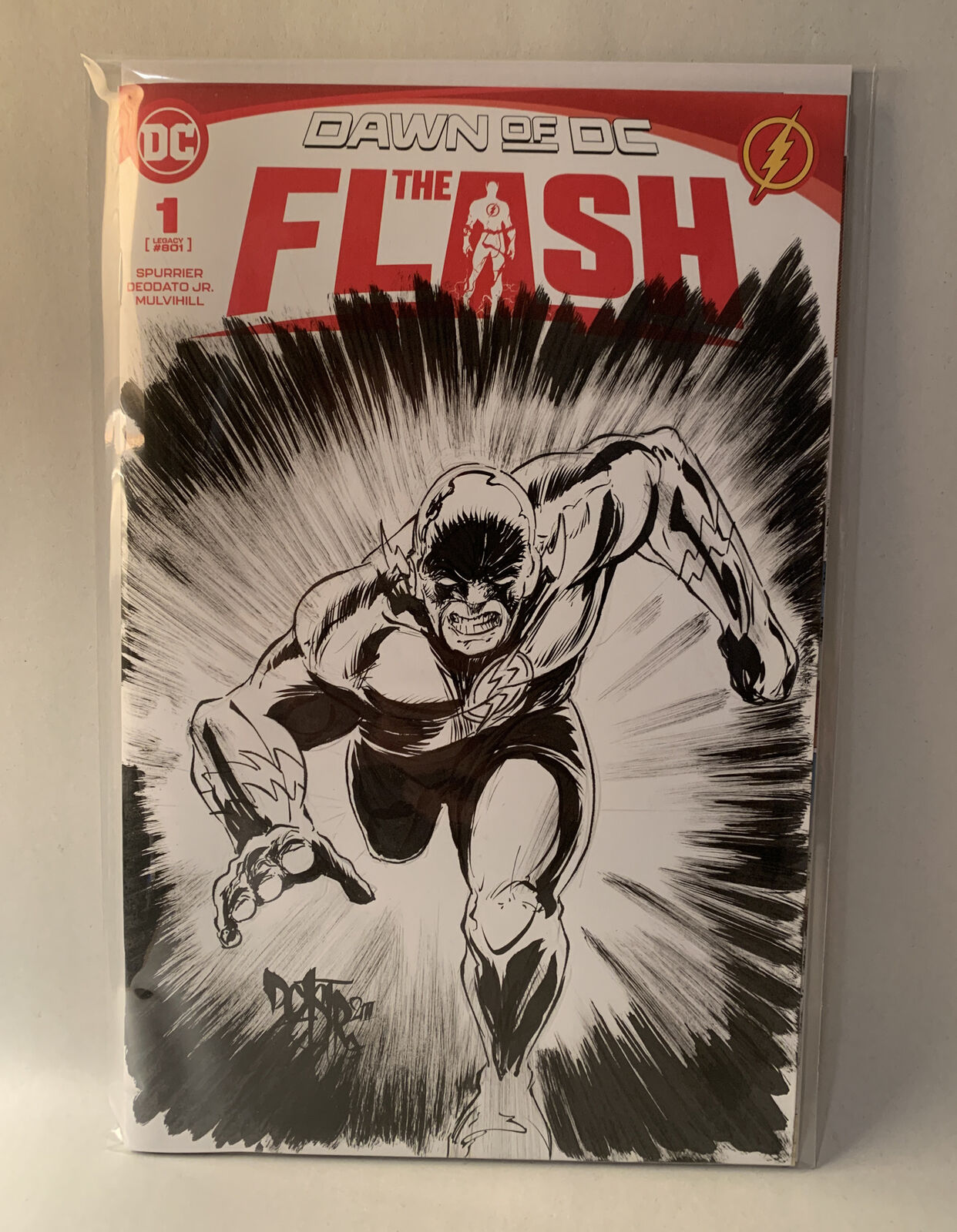 FLASH, THE (DAWN OF DC) #1 Blank Sketch Cover Variant W Original Dave Castr Art