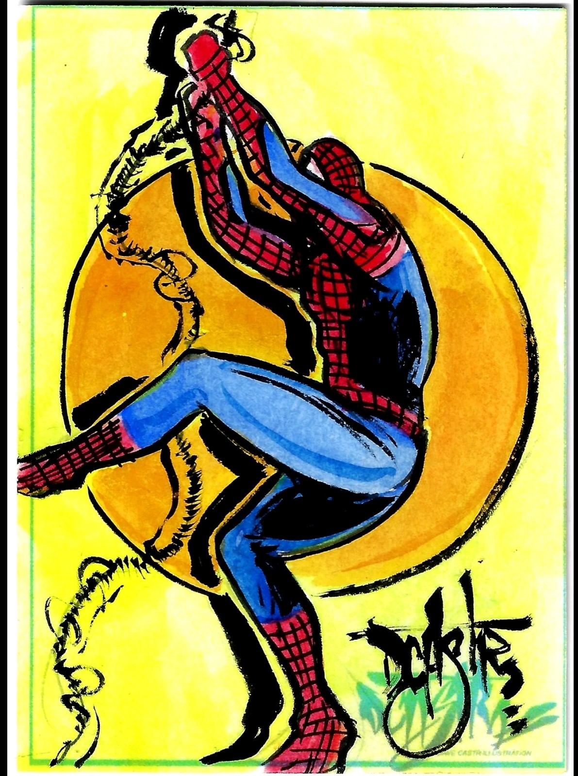 Dave Castr Crusin (2025) OAC Sketch Card W Original Marvel Spider-Man Art
