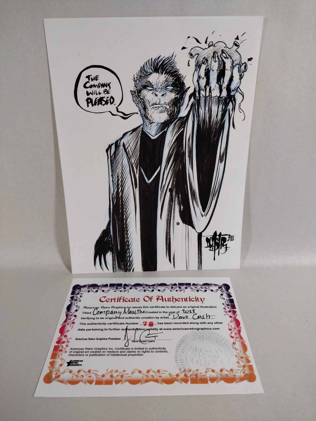 Company Man (2023) Original 6 X 8" Dave Castr Horror Comic Art With ARG COA 78