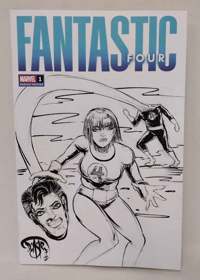 Fantastic Four 1 (2022) Blank Cover Variant Comic W Original Richards DCastr Art