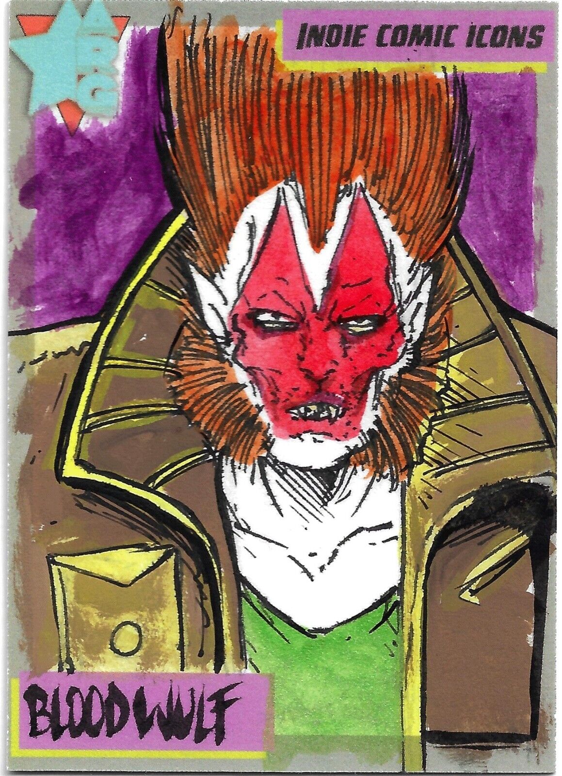 Indie Comic Icons (2023) ARG Sketch Card w Original Blood Wulf Image Art DCastr