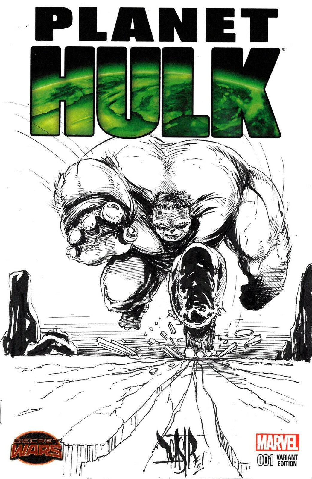 Planet Hulk 1 (2015) Marvel Sketch Cover Variant Comic W Original Dave Castr Art