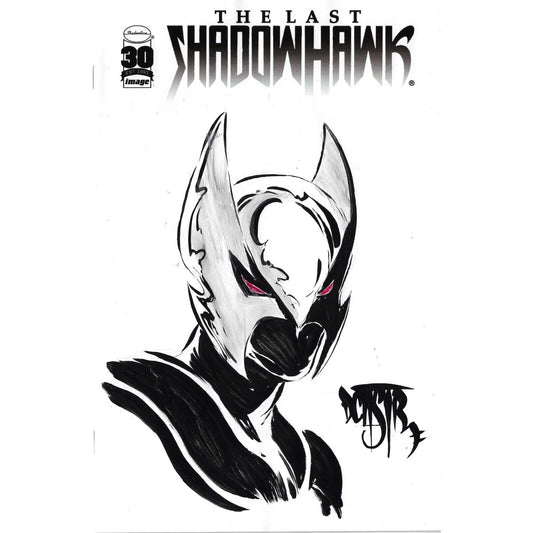 THE LAST SHADOWHAWK WHITE BLANK COVER SKETCH VARIANT W ORIGINAL ART DCASTR ARG