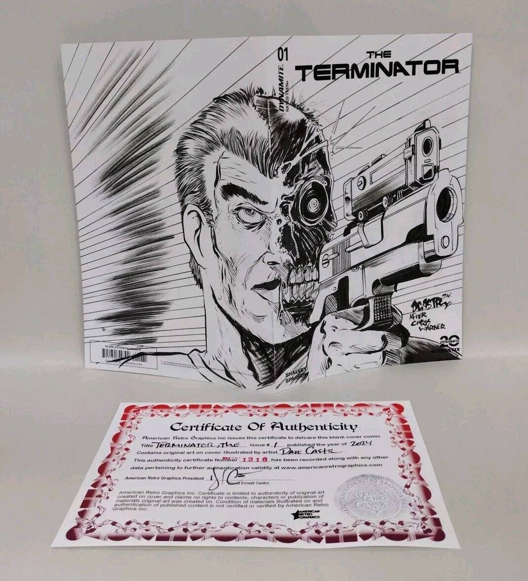 Terminator #1 (2024) Dynamite Comic Sketch Variant Cover W Original DCastr Art