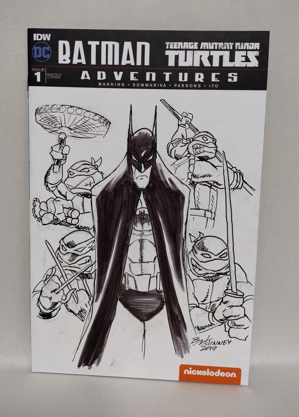 BATMAN TMNT ADVENTURES #1 Blank Variant Cover Comic W Original Art Dave Castr