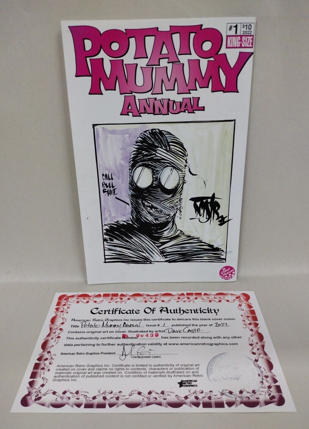 Potato Mummy Annual#1 (2022)Blank Cover Variant Comic W Original DCastr Art COA 