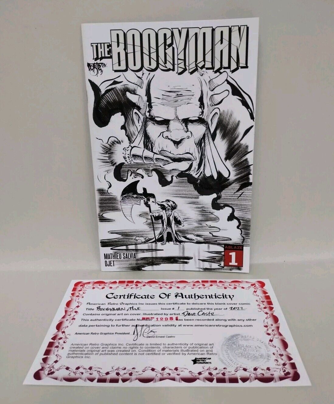 Boogyman 1 (2022) Ablaze Comic Blank GID Cover w Original Dave Castr Art ARG COA