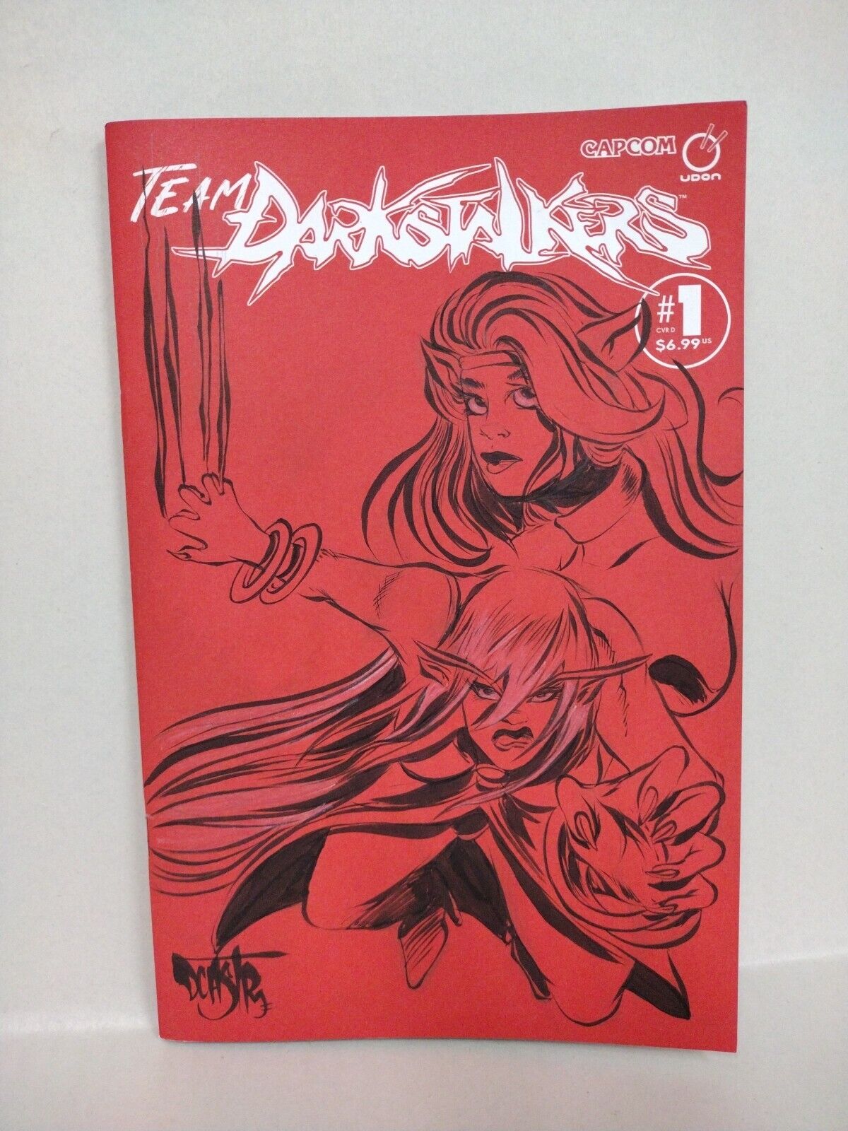 Team DARKSTALKERS 1 Udon Capcom 2024 Red Sketch Cover Comic Original DCastr Art