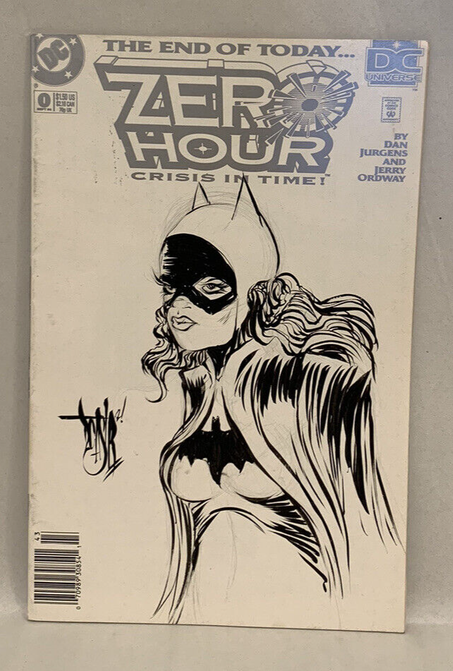 ZERO HOUR (1994) DC Comic White Cover W Original Dave Castr Batgirl Sketch Art