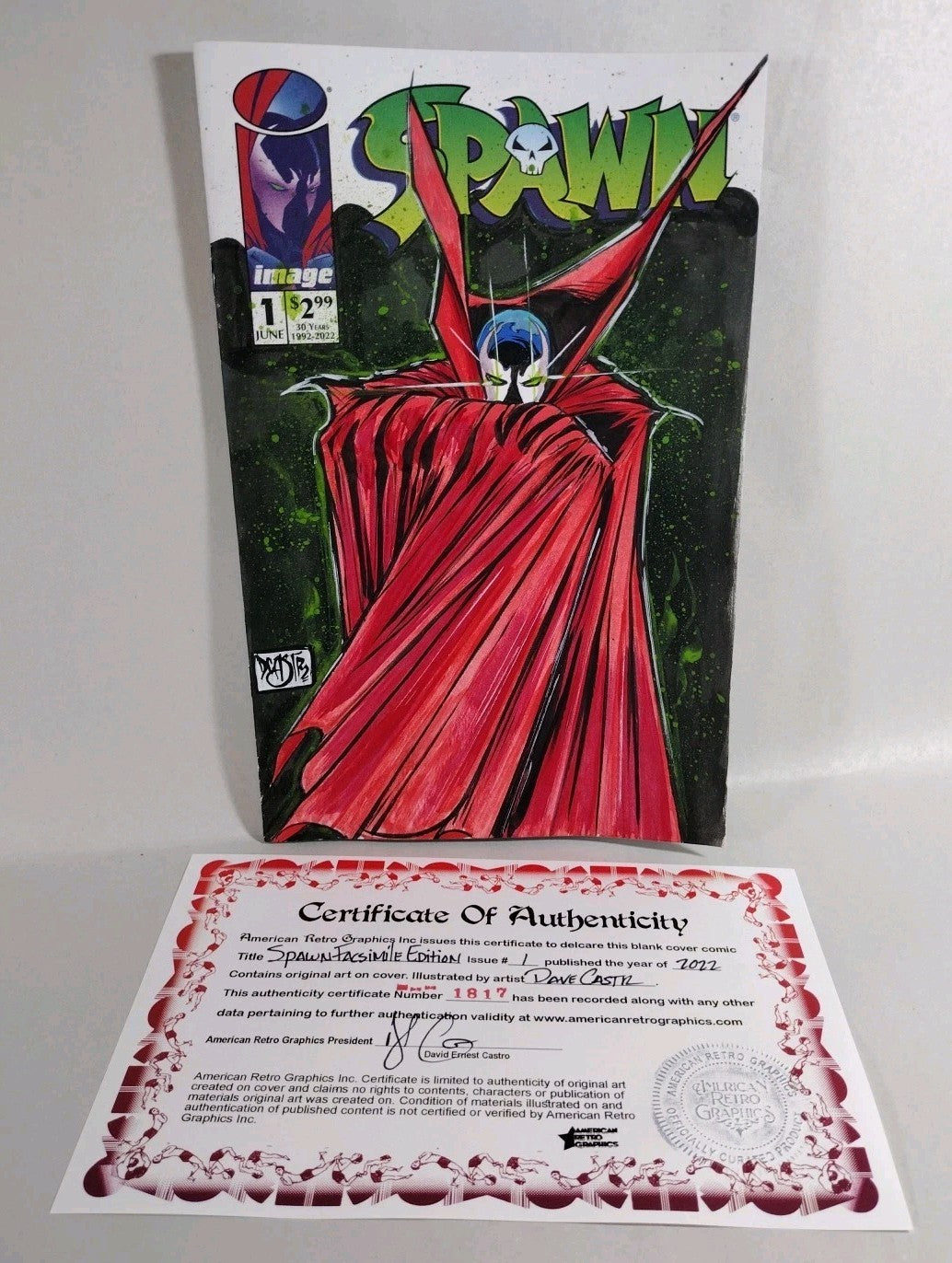 Spawn 1 30th Anniversary 2022 Sketch Cover Image Comic w Original Dave Castr Art