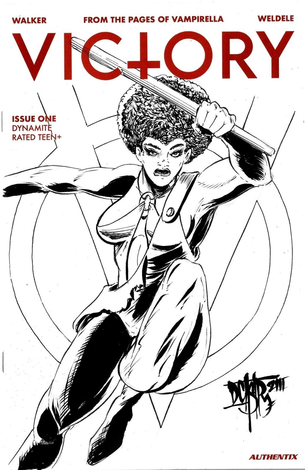 Victory #1 (2023) Dynamite Comic Sketch Cover Variant W Original Dave Castr Art