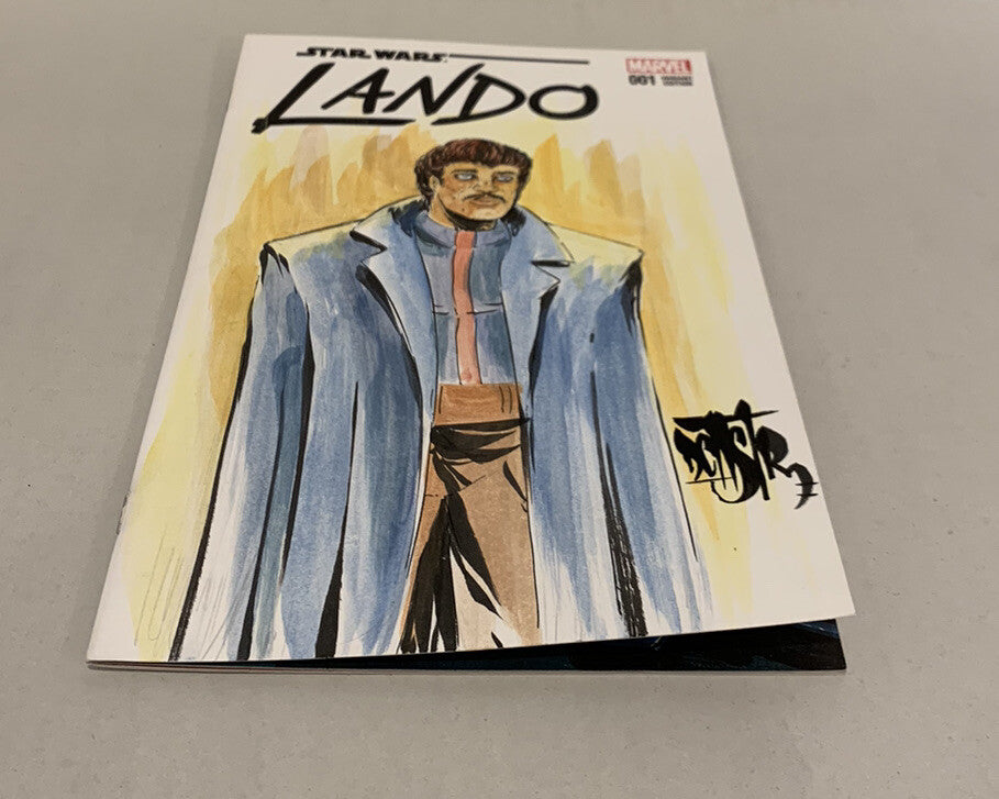 STAR WARS LANDO 1 (2015) Marvel Sketch Variant Cover Comic W Original Art DCastr