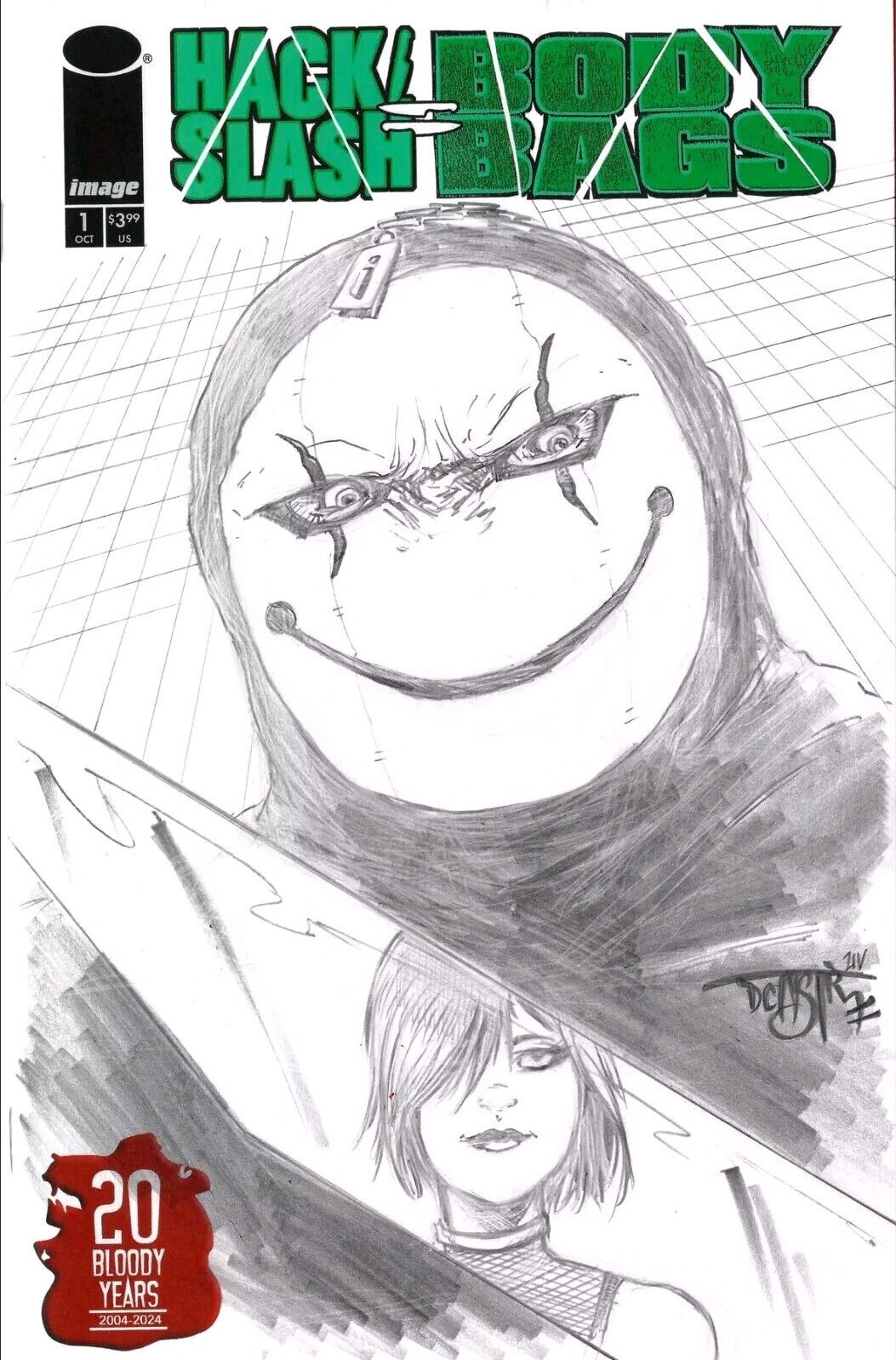 Hack Slash Body Bags #1 (2024) Sketch Cover Comic W Original Dave Castr Art