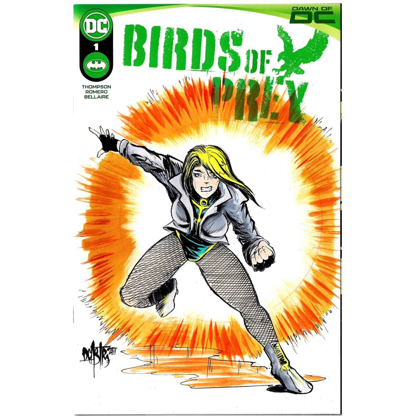 Birds Of Prey 1 (2023) Sketch Variant DC Comic  Original DCastr Black Canary Art