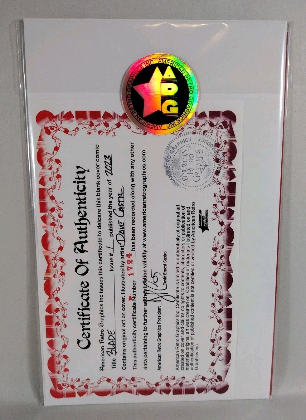 Blade #1 (2023) Marvel Comic Sketch Cover Variant W Original Dave Castr Art