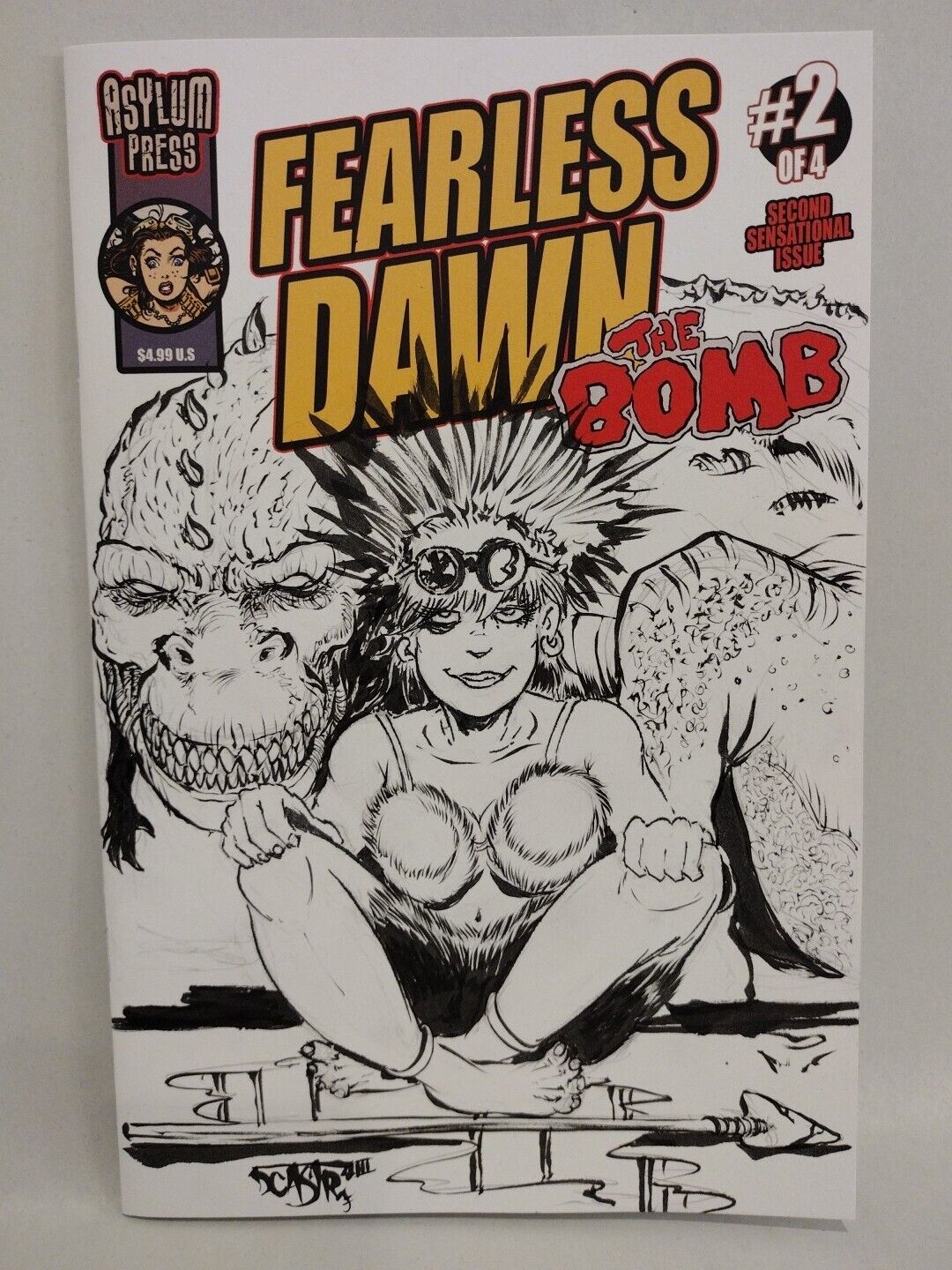 Fearless Dawn The Bomb #2 (2023) Asylum Press Sketch Cover W Original DCastr Art