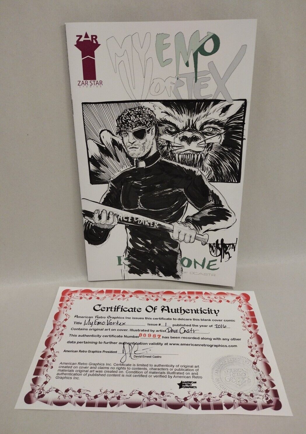 MY EMO VORTEX #1 Sketch Cover W Original  Silver Bullet Werewolf Art Dave Castr