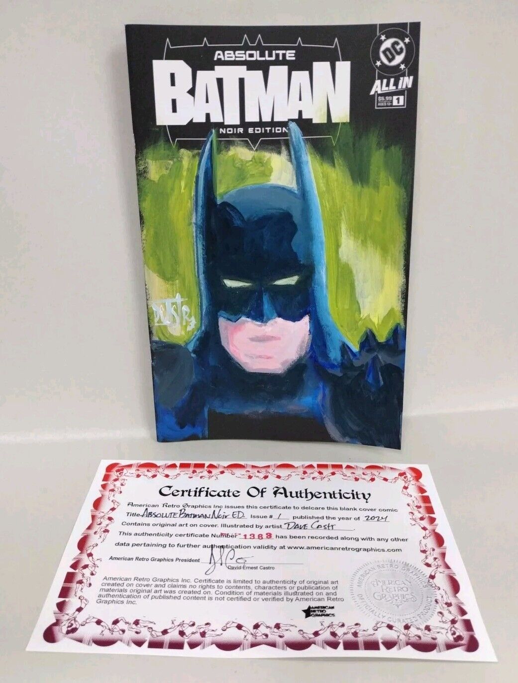 Absolute Batman Noir #1 DC Comic Sketch Variant Cover W Original Dave Castr Art