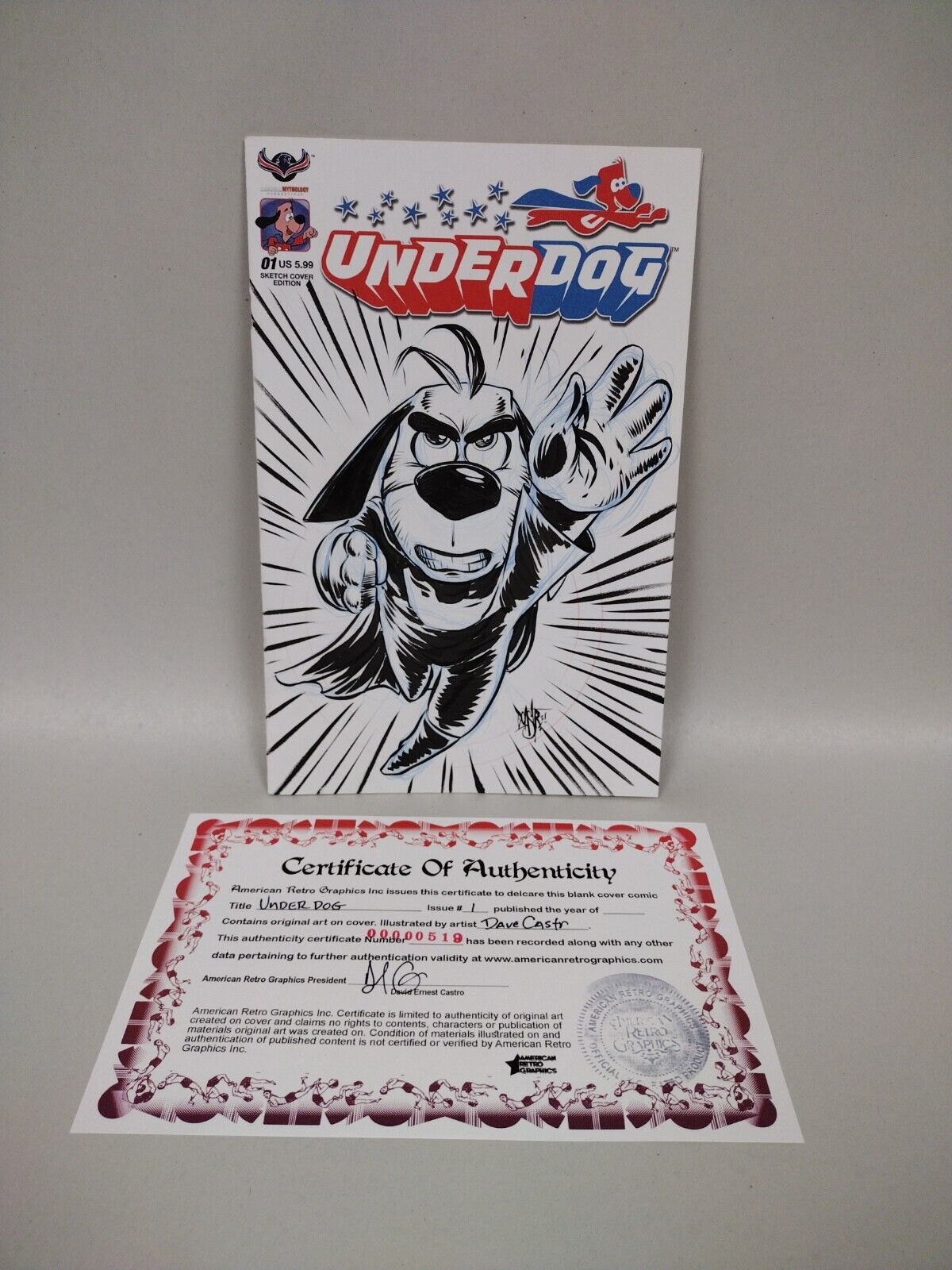 Under Dog #1 Blank Cover Variant w Original Art Dcastr 