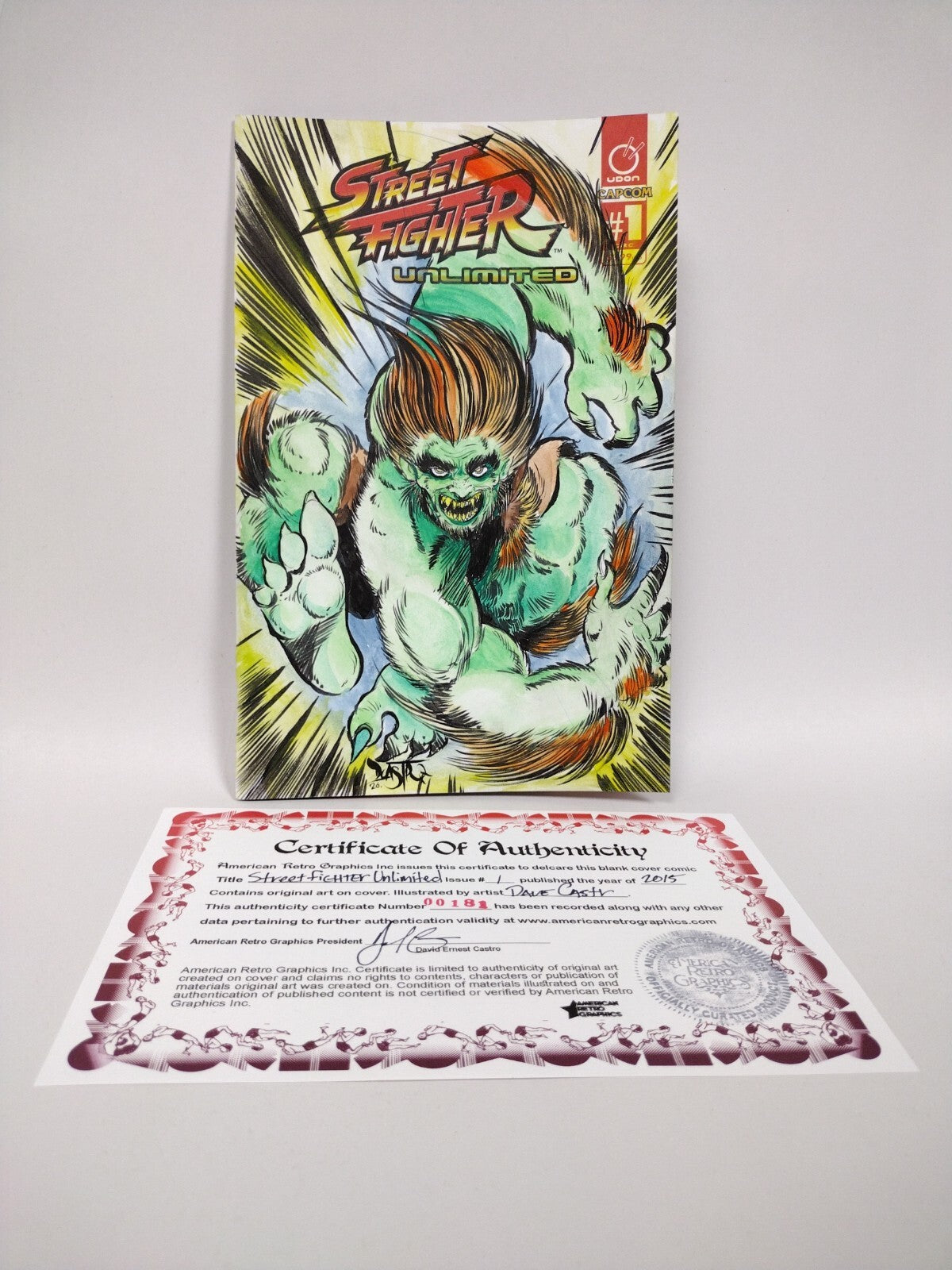 Street Fighter Unlimited 1 Sketch Variant Comic W Original DCastr Blanka Art COA