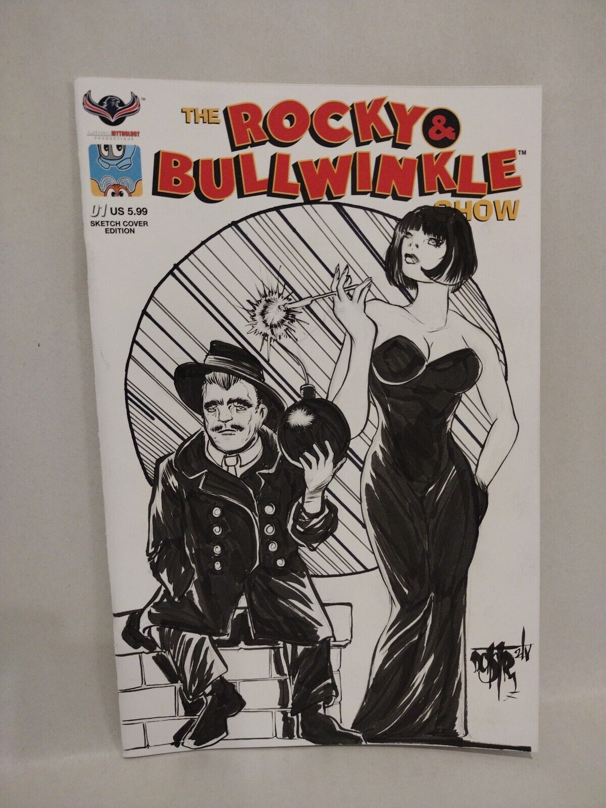 Rocky & Bullwinkle Show #1 (2017) Sketch Cover Comic W Original Dave Castr Art